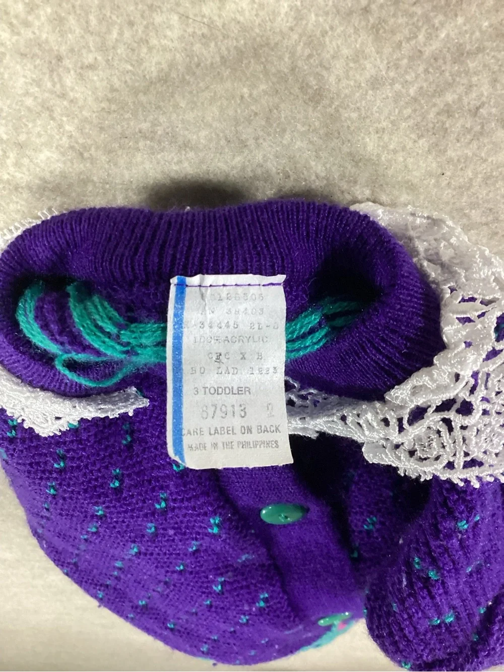 Vintage Hanes Purple Knit Cardigan and Skirt Set with Teal and Pink Accents